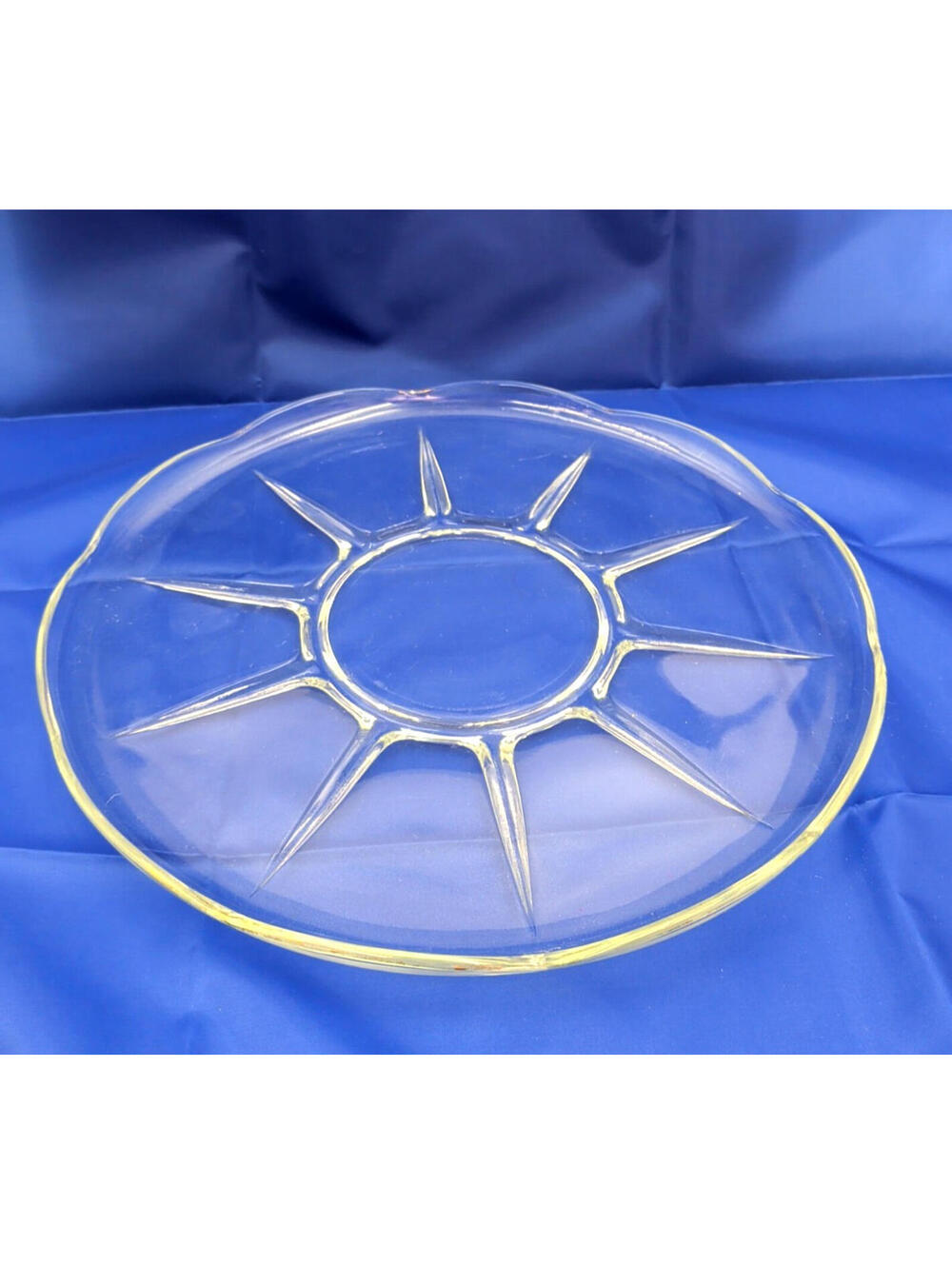 VTG Anchor Hocking Swedish Modern Clear Pattern Glass Serving/Cake Plate Dish